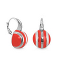 Lauren G. Adams Bamboo Stripe Earrings (Silver & Hot Red)